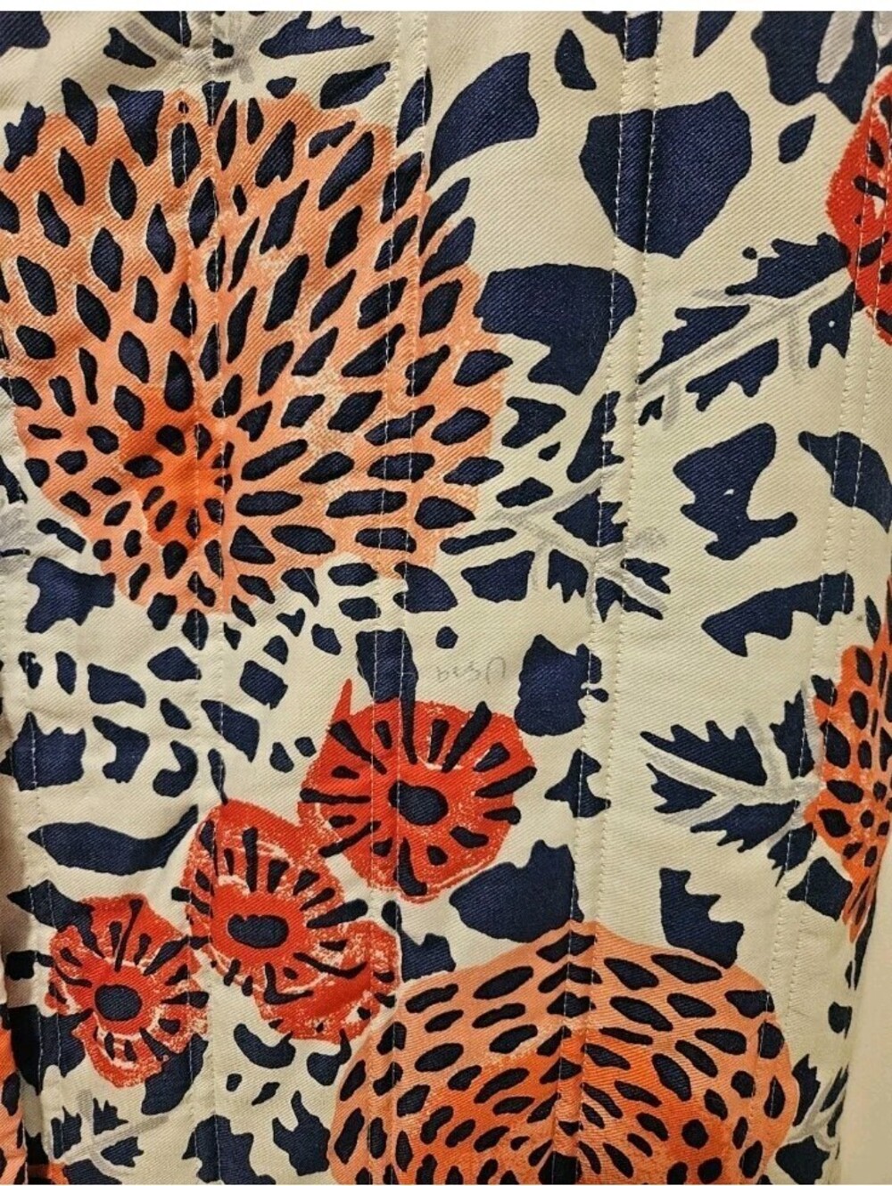 Vera Neumann Sz 12 Vintage Maxi Skirt Quilt Floral White Blue Red Toggle Button - Picture 7 of 11
